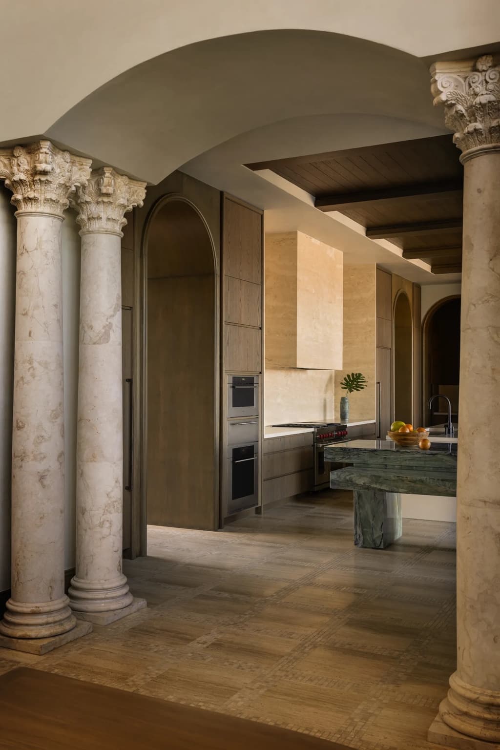 Florida residence with architectural plaster and classical columns
